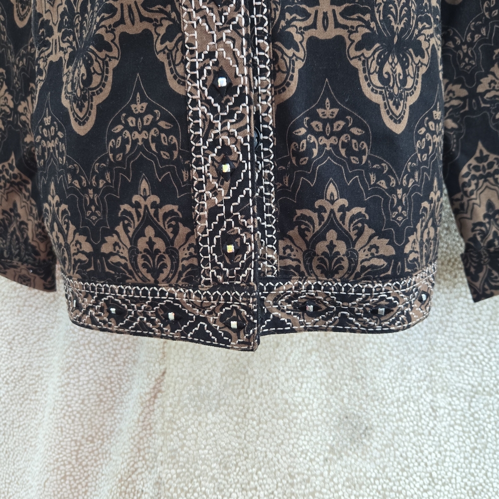 Chico's Black And Brown Patterned Jacket - image 5